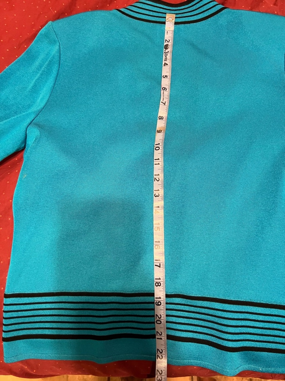 VTG Toula Blue Black Knit Open Front Cardigan Sweater jacket Size XS Academia - Picture 13 of 13